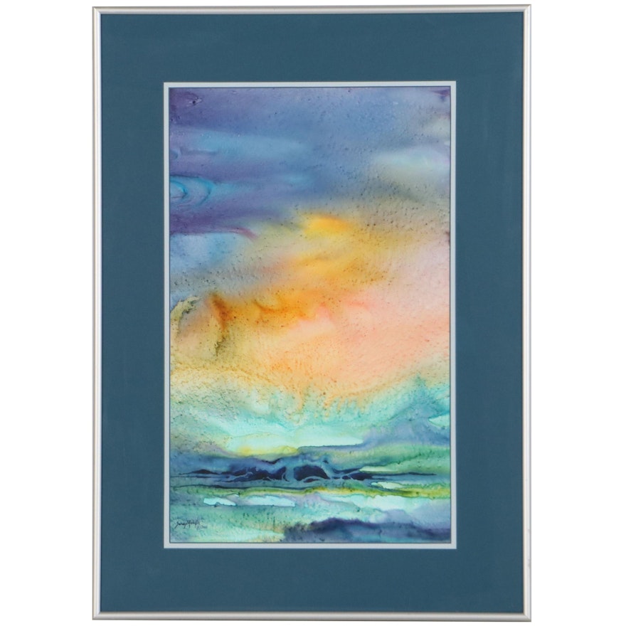 Sandy Maudlin Abstract Seascape Watercolor Painting, 2001