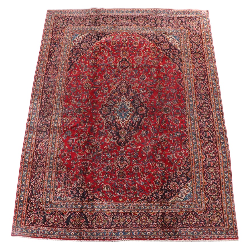 9'5 x 12'6 Hand-Knotted Persian Kashan Room Sized Rug