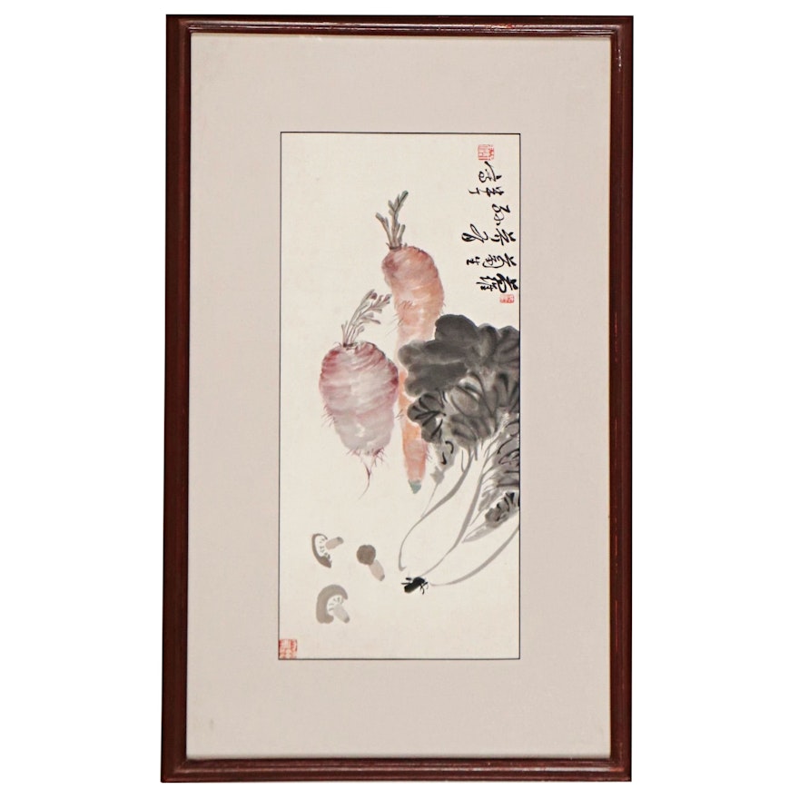 Chinese Chen Banting Ink and Watercolor Painting, Early to Mid 20th Century