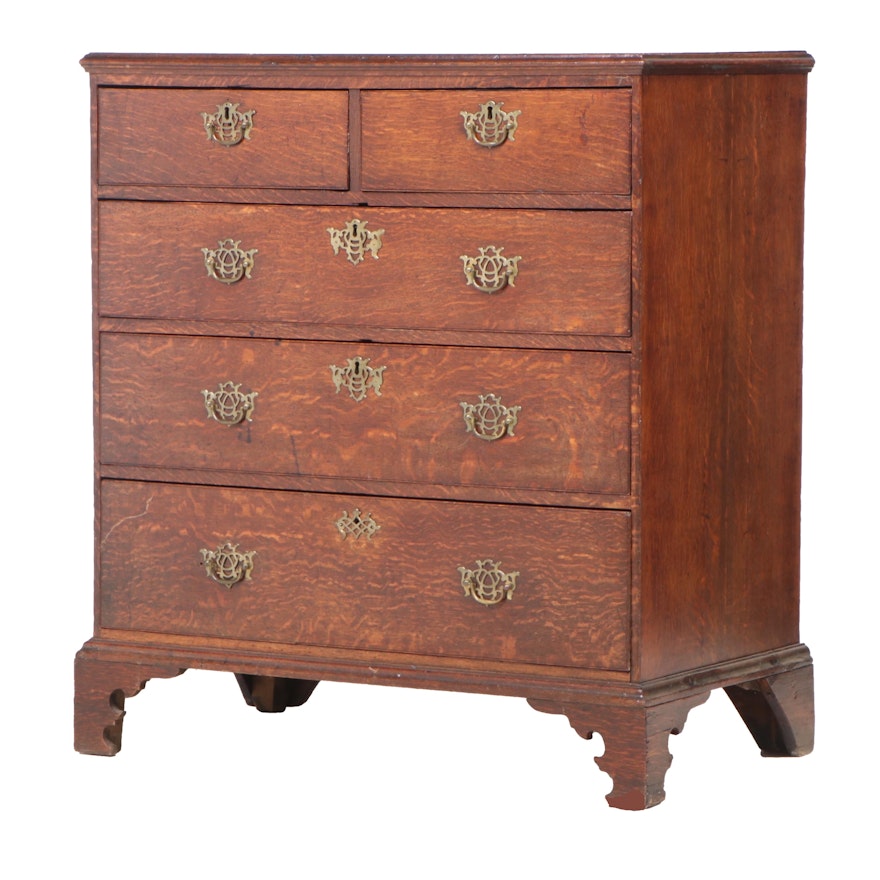 George III Oak Five-Drawer Chest, Late 18th Century