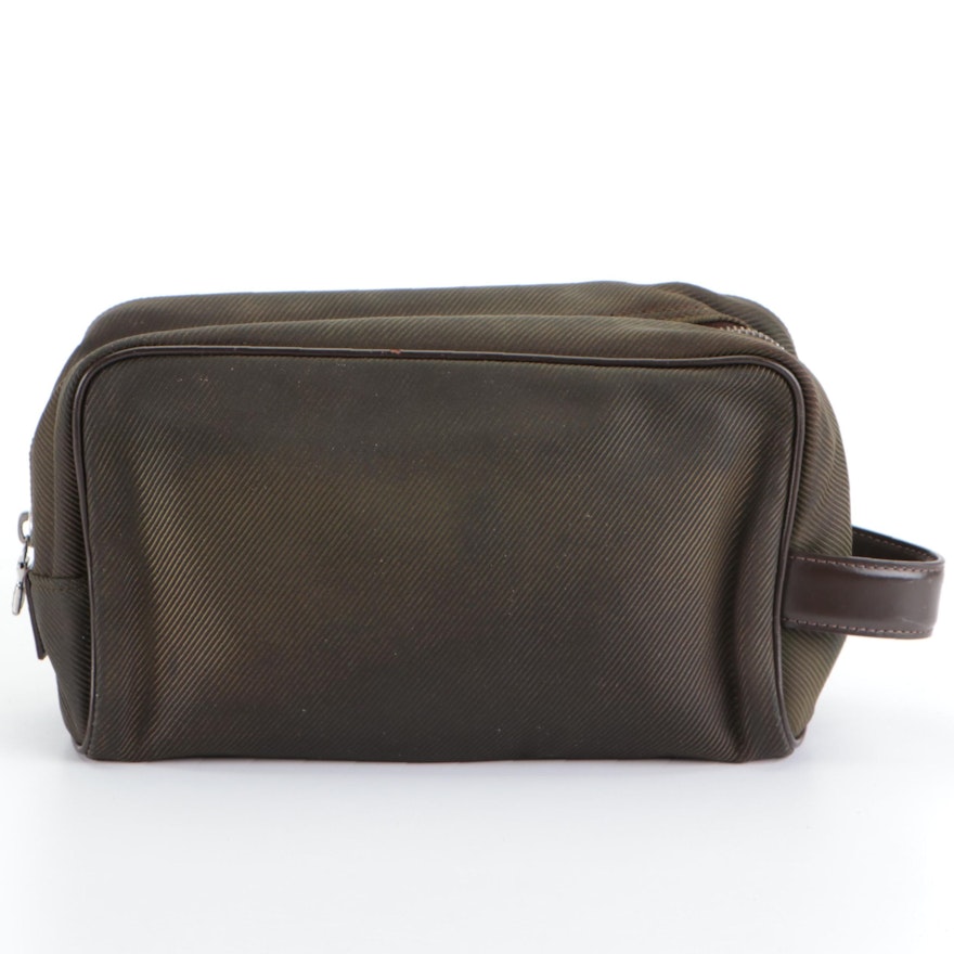 Louis Vuitton Trousse Toilette in Olive Green Nylon Canvas and Brown Leather