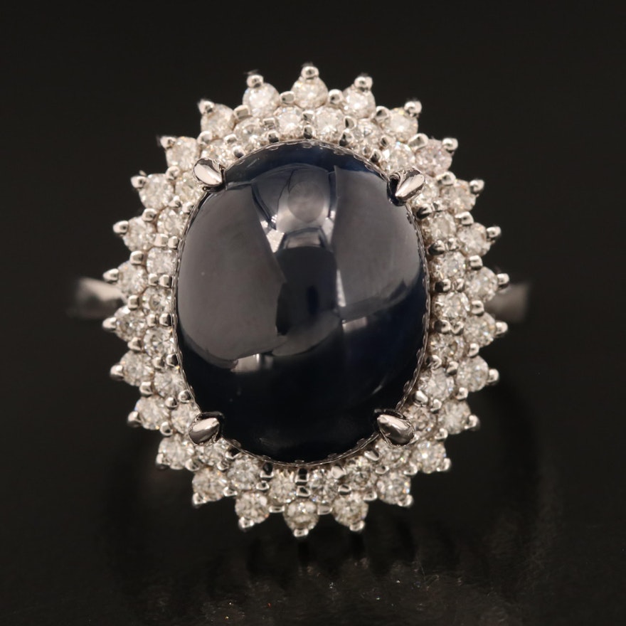14K 16.09 CT Sapphire and Diamond Ring