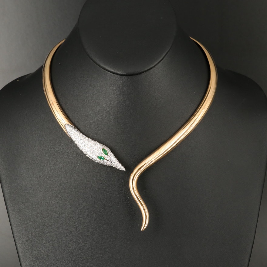 Nardi 18K Emerald and 4.08 CTW Diamond Snake Torque Necklace