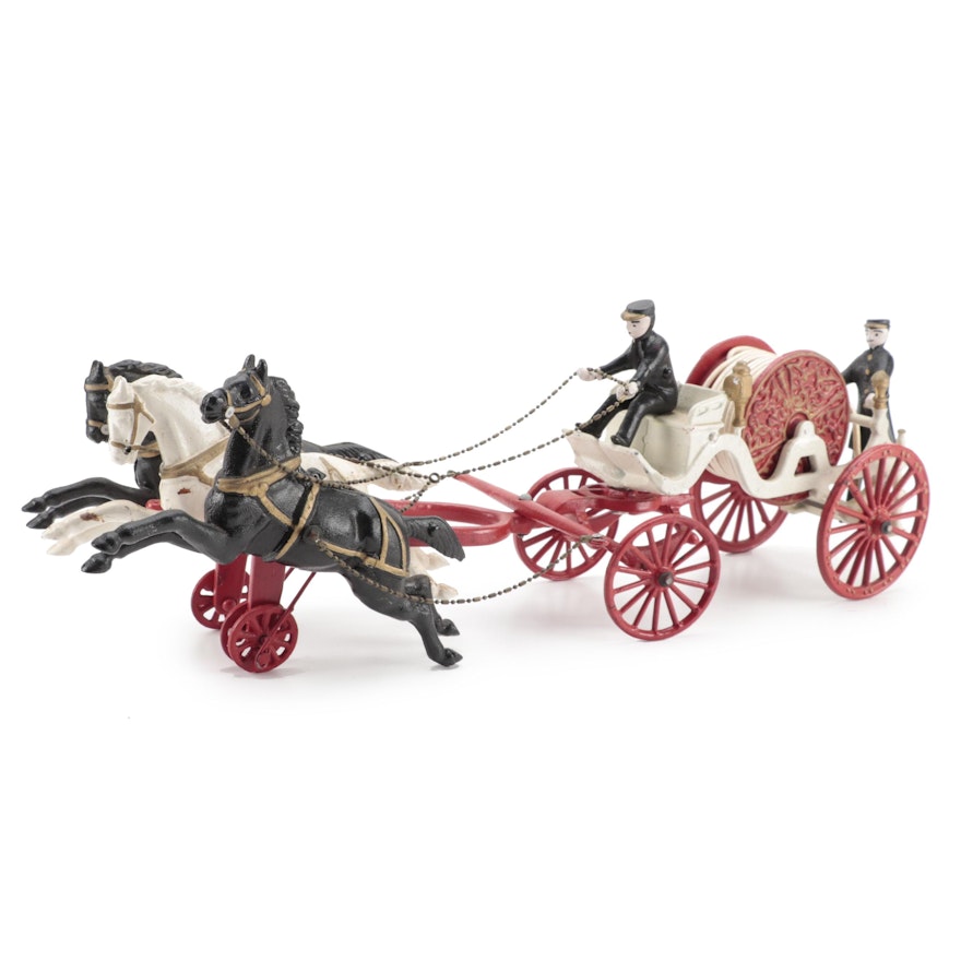 Diecast Model Hose Fire Truck Pulled by Three Horses