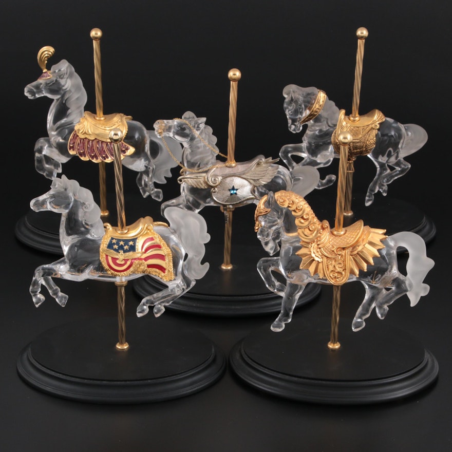 The Franklin Mint "Crystal Patriot" and Other Crystal Carousel Horse Figurines