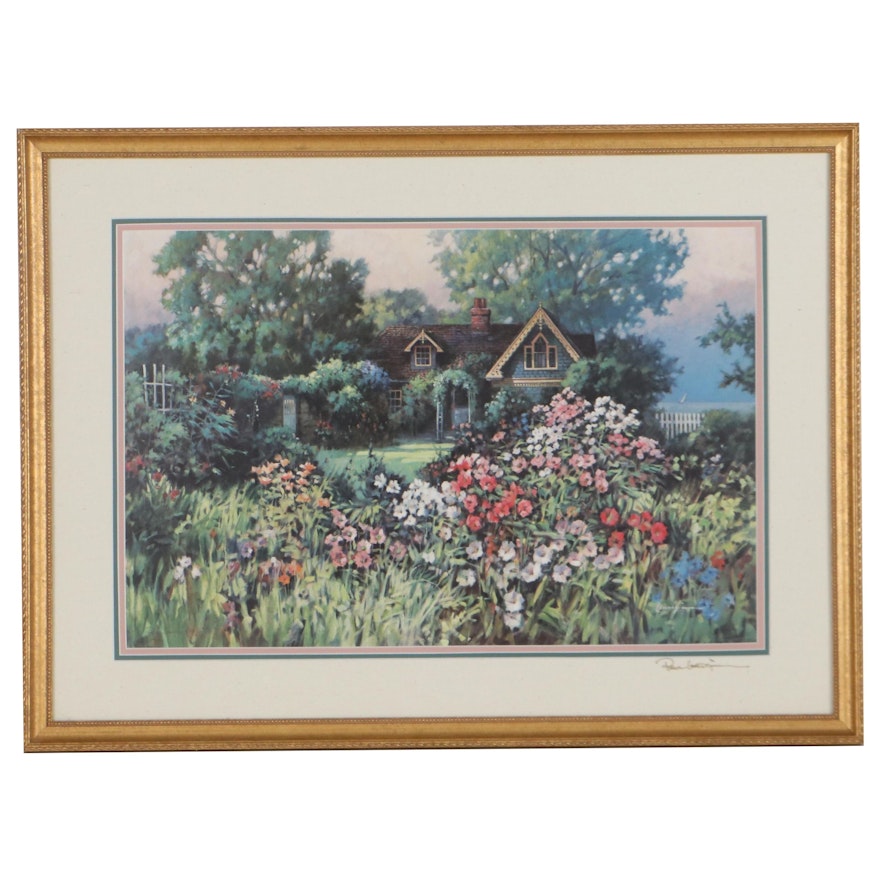 Paul Landry Offset Lithograph "Cottage Garden"
