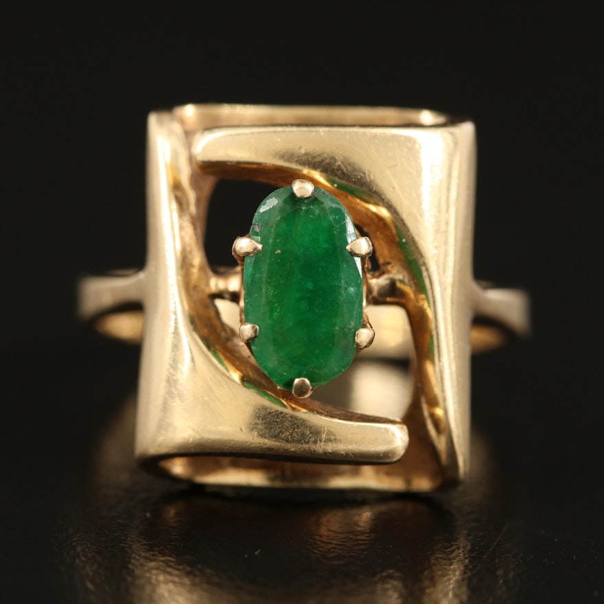 14K Emerald Openwork Ring