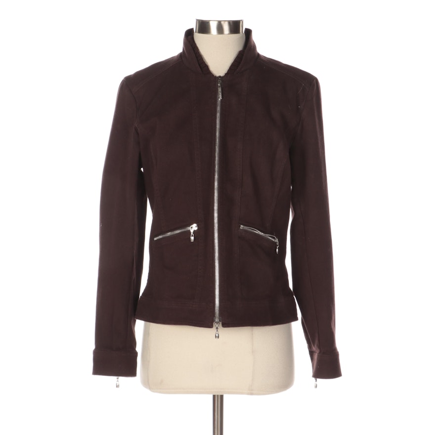 St. John Sport Brown Zippered Jacket with Knit Collar