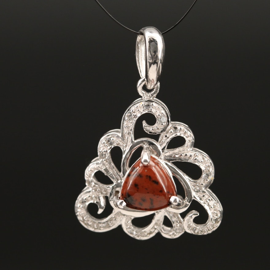 Sterling Mahogany Obsidian and Topaz Pendant