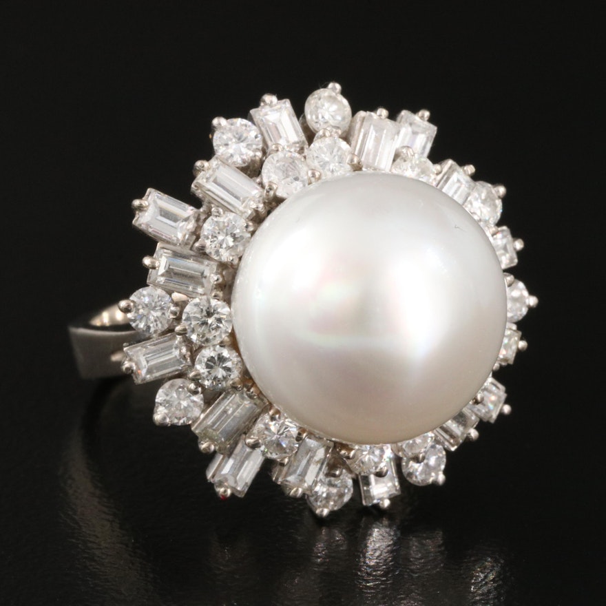 14K Pearl and 2.70 CTW Diamond Ring