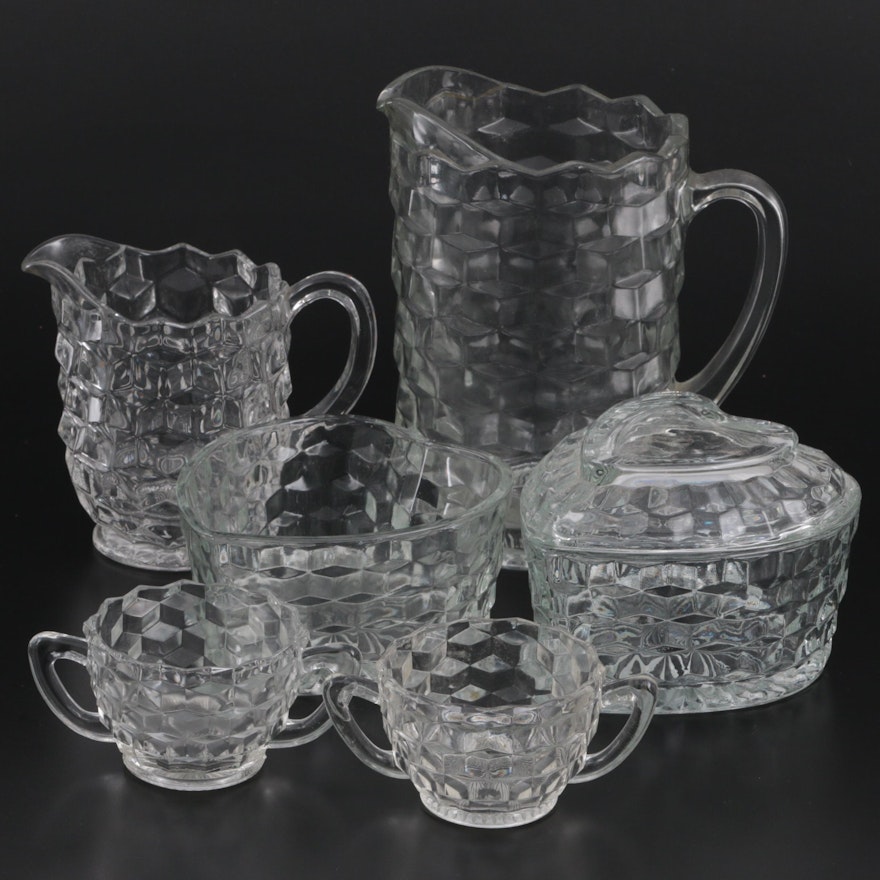 Fostoria "American Clear" and Homco Glass Pitchers and Table Accessories