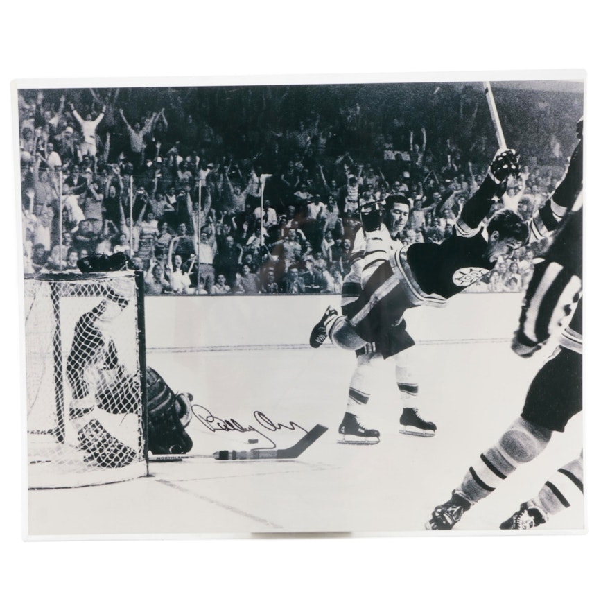 Bobby Orr Signed "Scoring Goal" Boston Bruins NHL Hockey Photo Print, COA