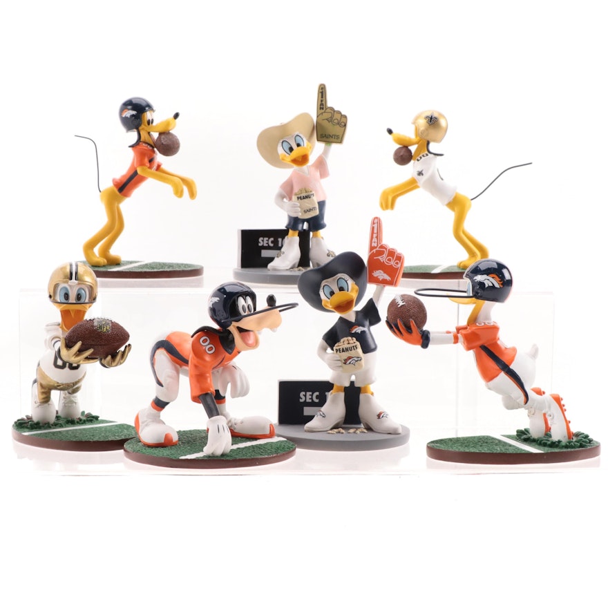 Hamilton Collection Denver Broncos and New Orleans Saints Resin Disney Figurines