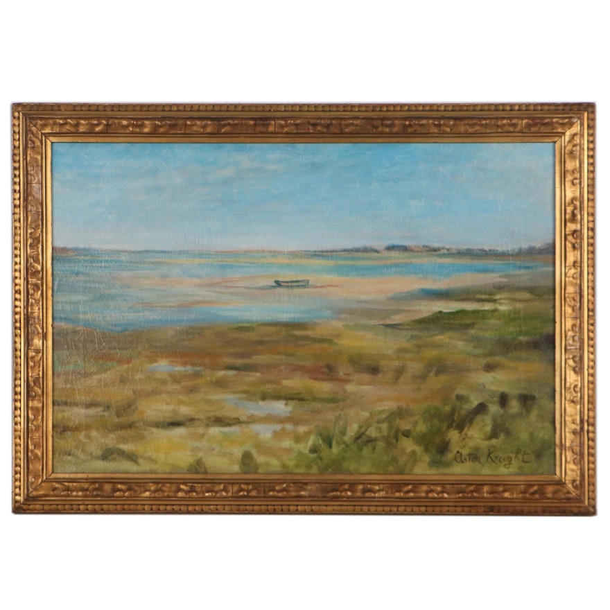 Louis Aston Knight Oil Painting of Coastal Scene, Late 19th Century