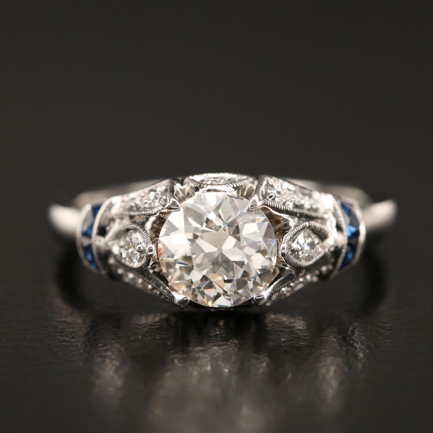 14K 1.15 CTW Diamond and Sapphire Ring