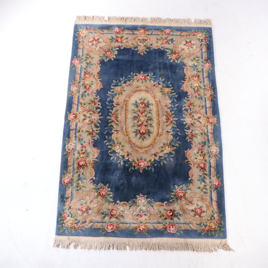 6' x 9'9 Hand-Knotted Chinse Floral Carved Pile Area Rug