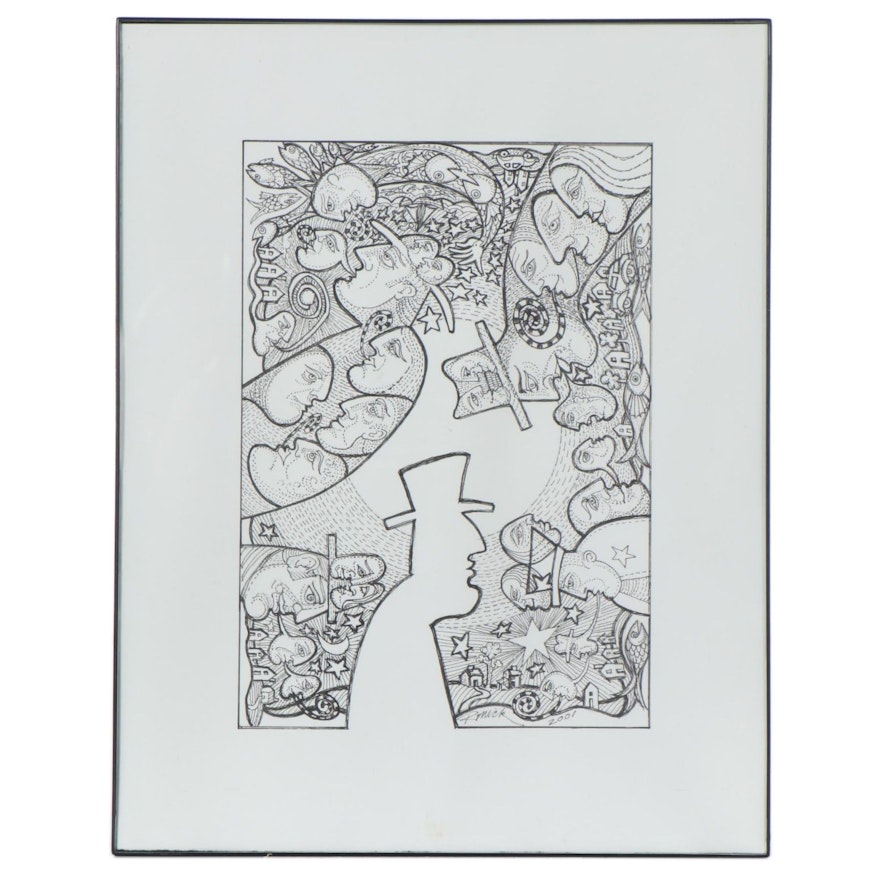 Patricia A. Renick Ink Drawing, 2001