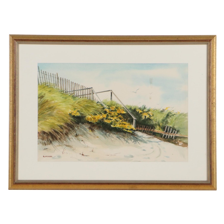 Watercolor Painting of Sand Dunes, Late 20th Century