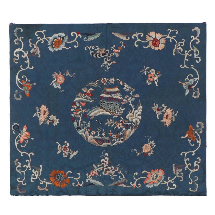 Chinese Embroidered Silk Wall Hanging, Mid to Late 20th Century
