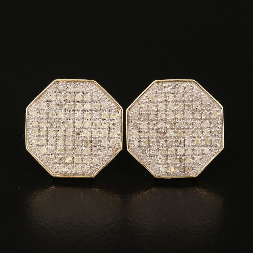 10K Diamond Octagonal Earrings
