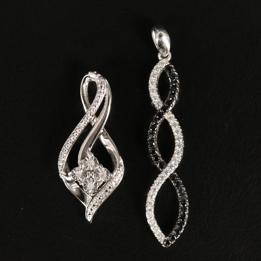Sterling Silver Diamond, Spinel and Cubic Zirconia Pendants