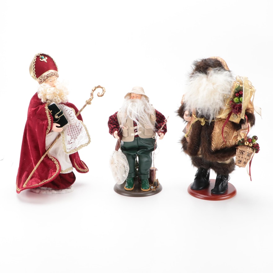 Fishing Motif and Other Decorative Table Santas