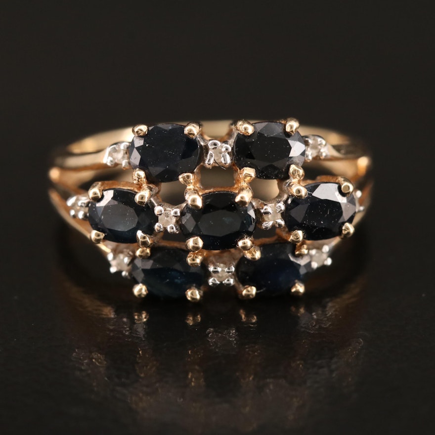 10K Gold Sapphire and Diamond Ring