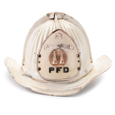 Cairns & Brothers "Captain P.F.D." Metal and Leather Firefighting Helmet, 1900s
