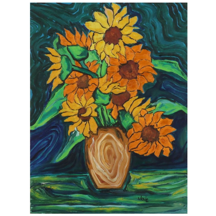 Joie Gagliano "Sunflower Series" Oil Painting "#31," Late 20th-21st Century
