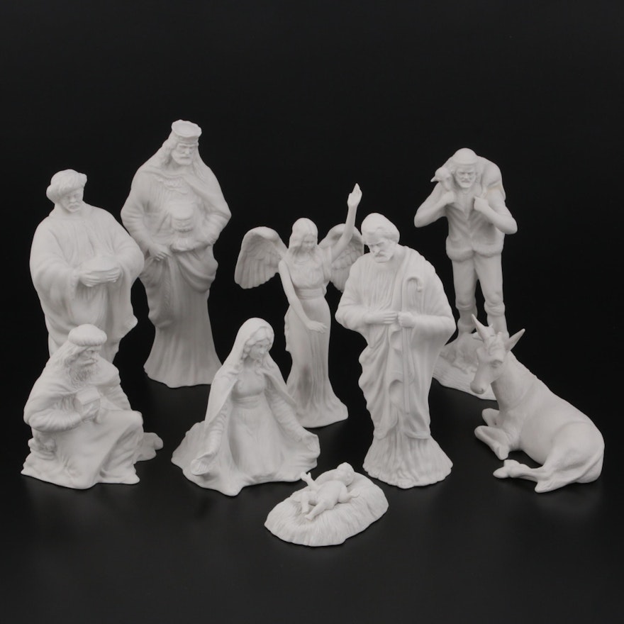 Boehm "The First Noel" Bisque Porcelain Nativity Figurines, 1982-1983