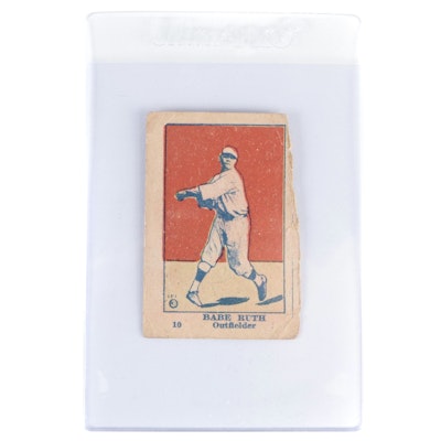 1921 Babe Ruth W516-2-1 #10 "Outfielder" Hand Cut Baseball Strip Card