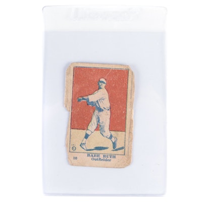 1921 W516-2-3 Babe Ruth #10 "Outfielder" Baseball Strip Card
