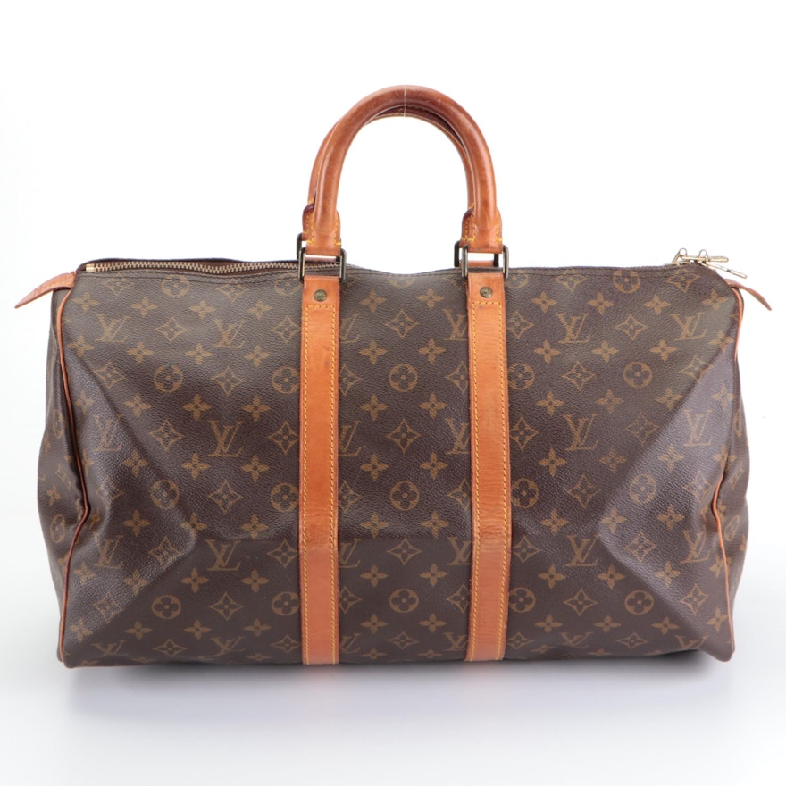 Louis Vuitton Keepall 45 in Monogram Coated Canvas and Vachetta Leather