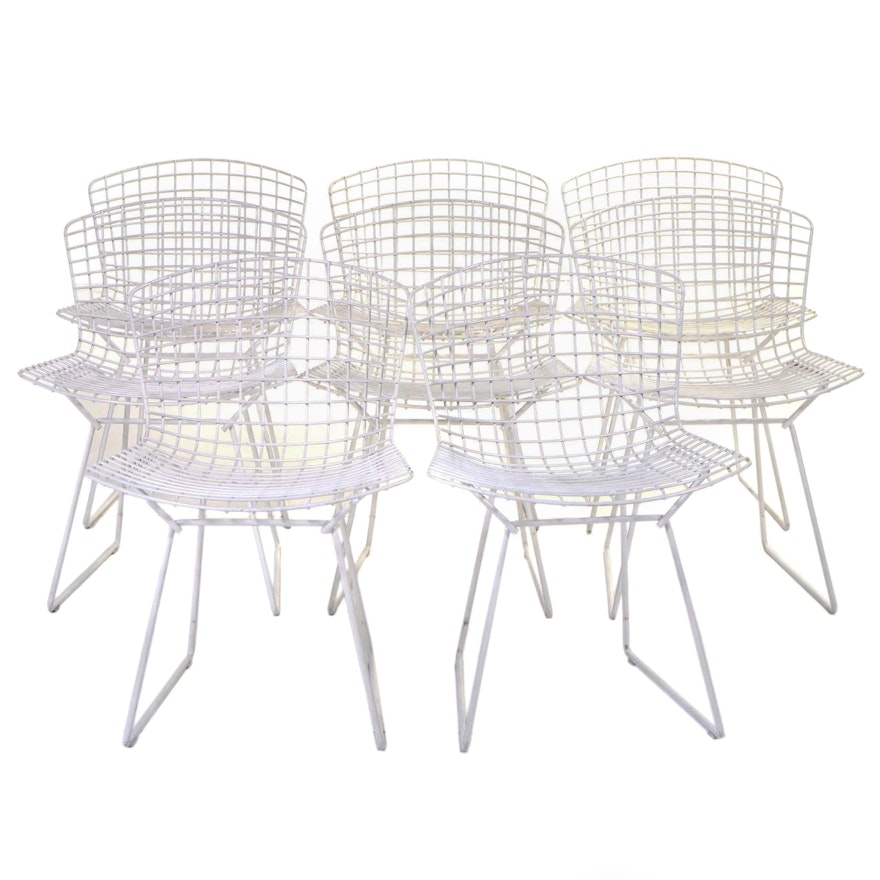 Eight Steel Grid Framed Chairs For Knoll, Designed By Harry Bertoia