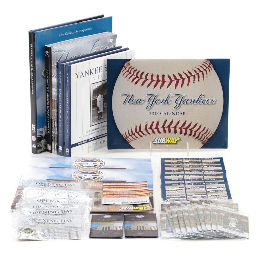 Yankee Stadium Inaugural Season Memorabilia Including Pins, Books, and More
