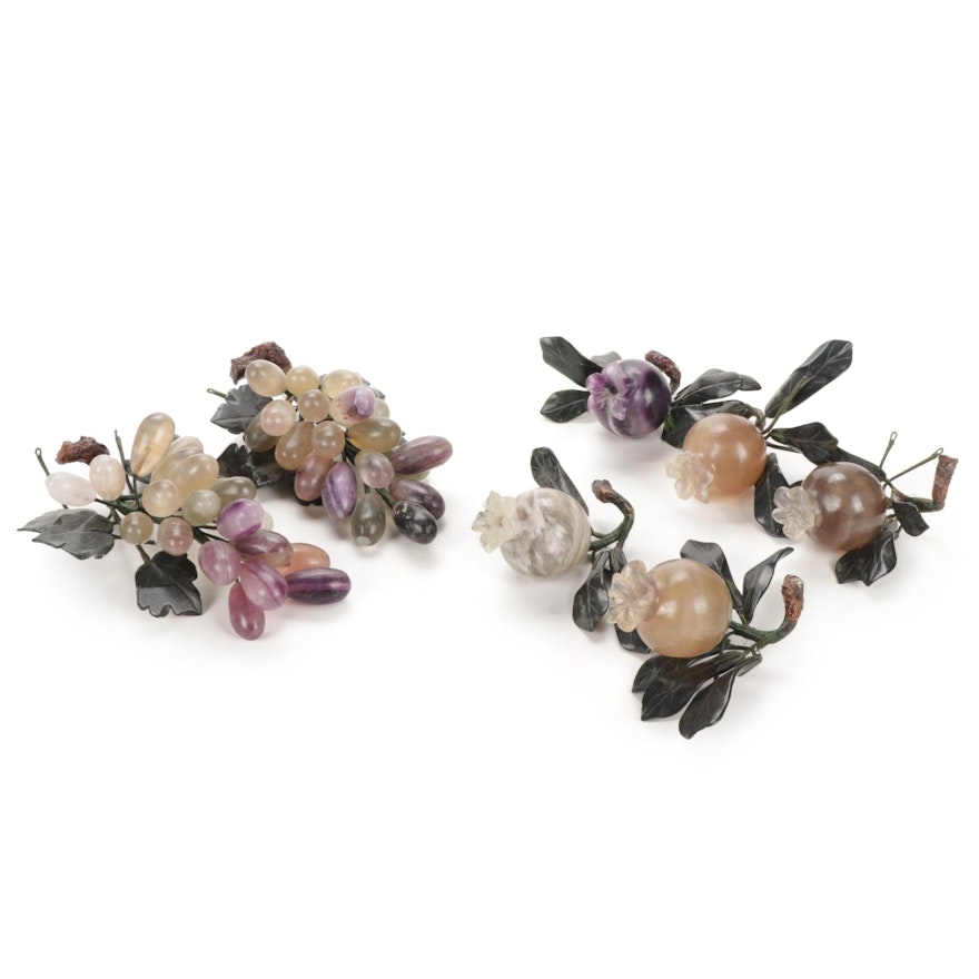 Decorative Amethyst and Other Stone Grapevines and Flowers