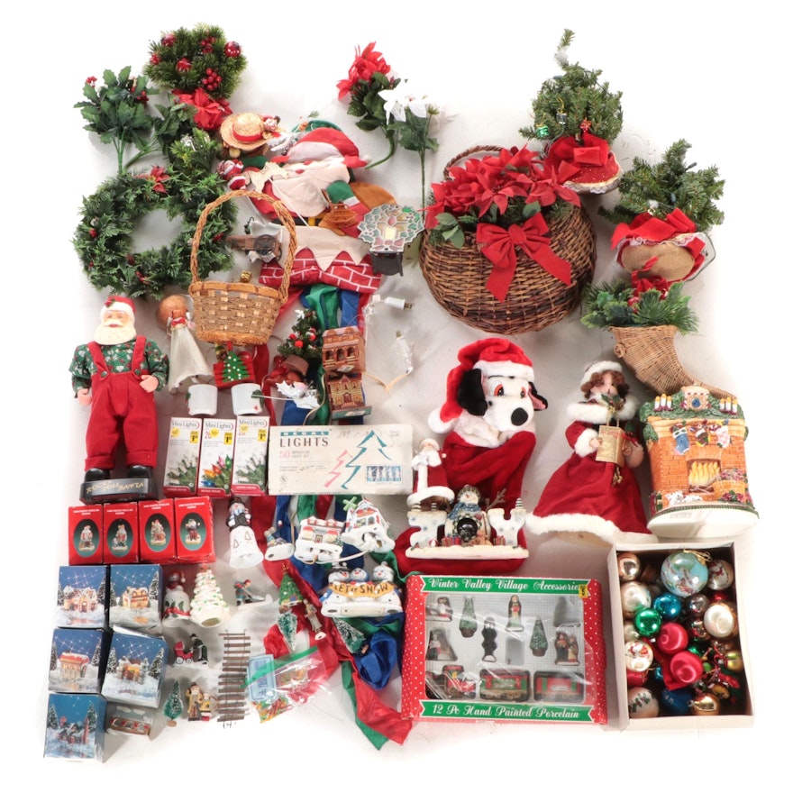 Christmas Decor Including Ornaments, Lights, Figurines, and More