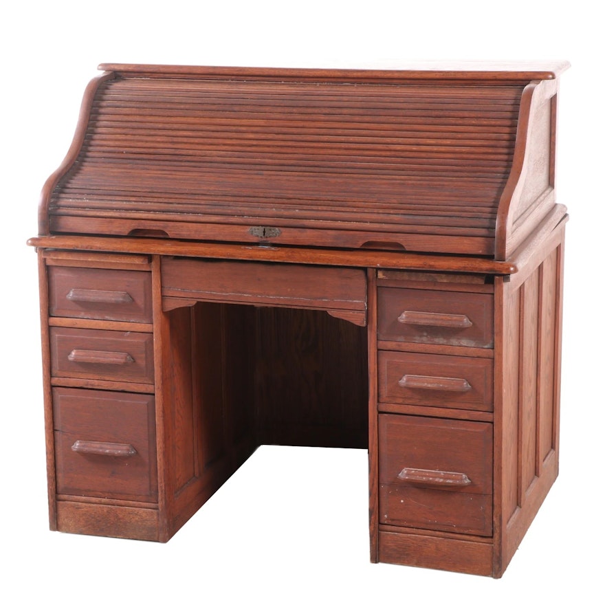 Oak Roll-Top Desk, Early 20th Century