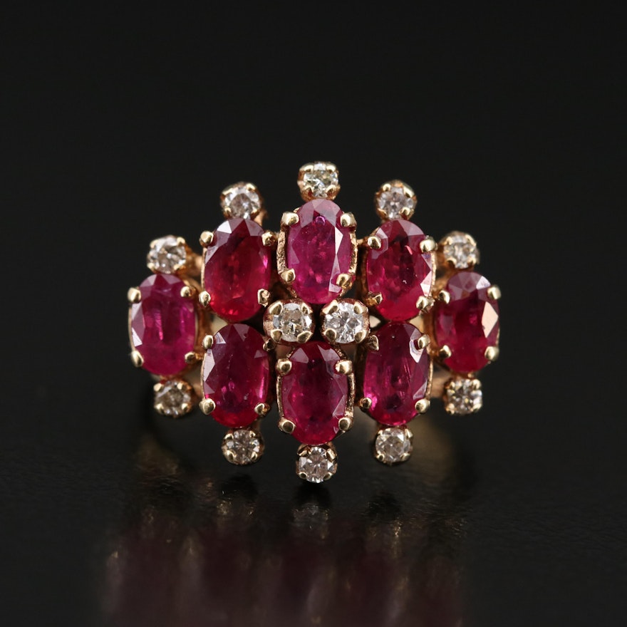 14K Gold Ruby and Diamond Ring