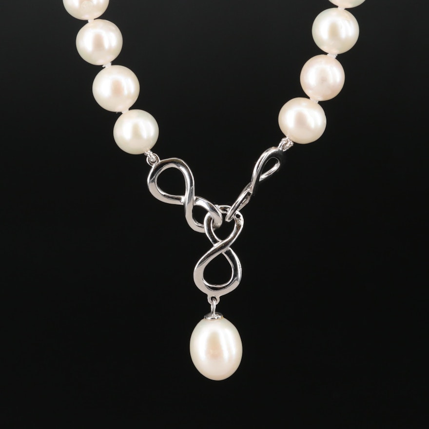 Sterling Silver Lavalier Pearl Necklace