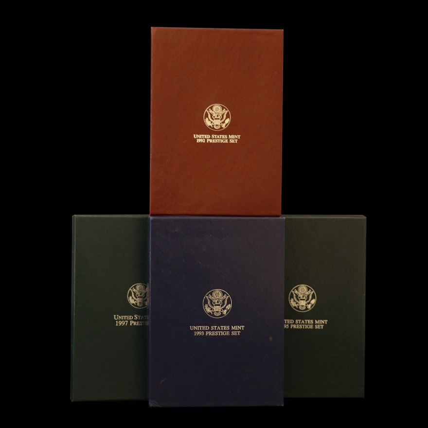1992, 1993, 1995 (Civil War), and 1997 U.S. Mint Prestige Sets