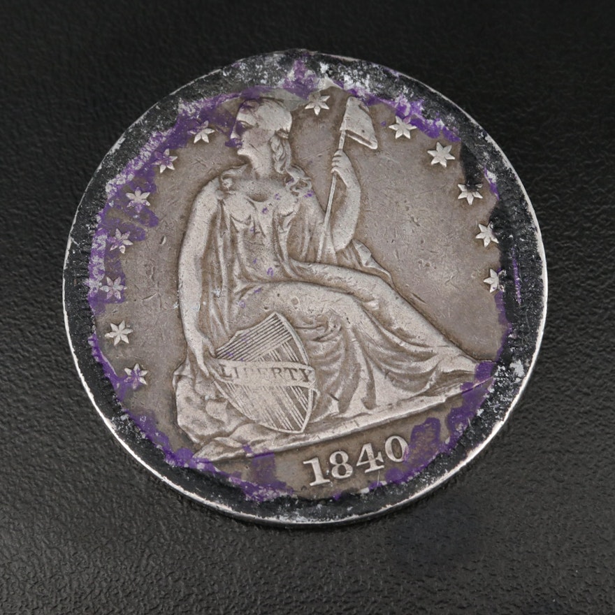 First Year of Issue 1840 Silver Seated Liberty Dollar