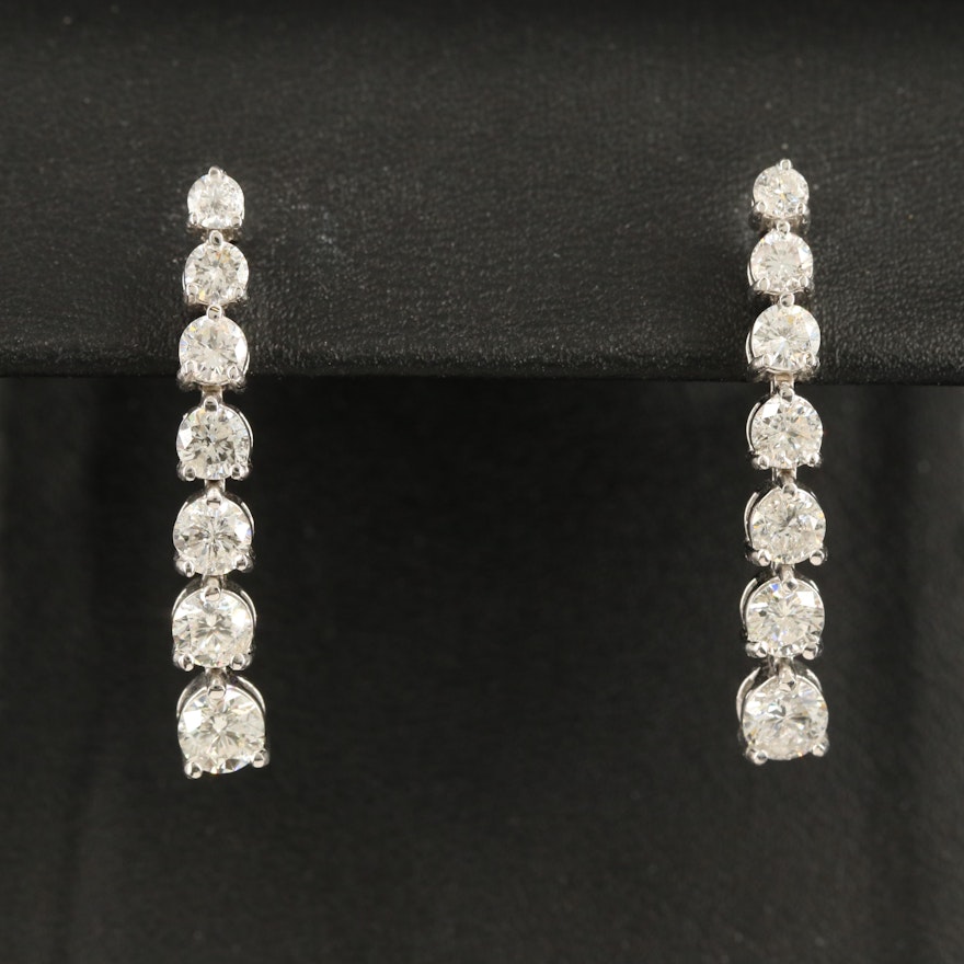 14K Graduated 2.90 CTW Diamond Drop Earrings