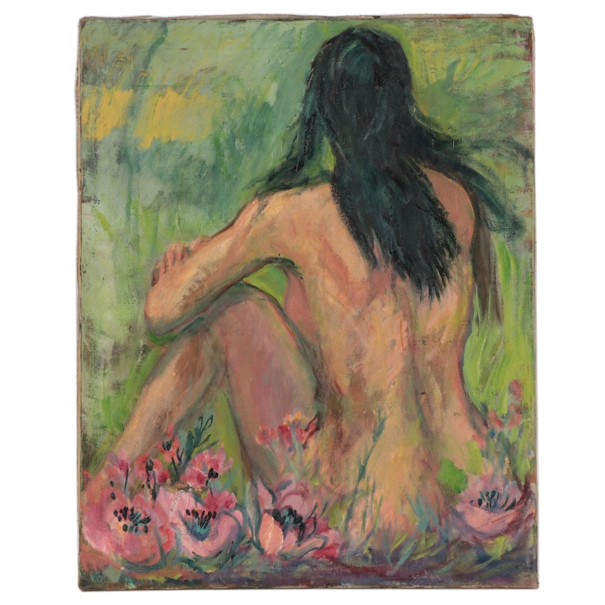 Reta Soloway Oil Painting of Seated Nude Figure