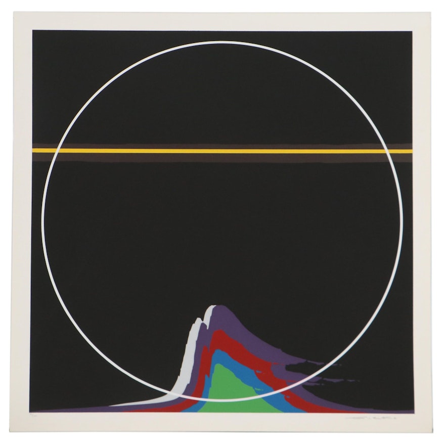 Thomas W. Benton Abstract Serigraph "Rainbow Mountain," 1981