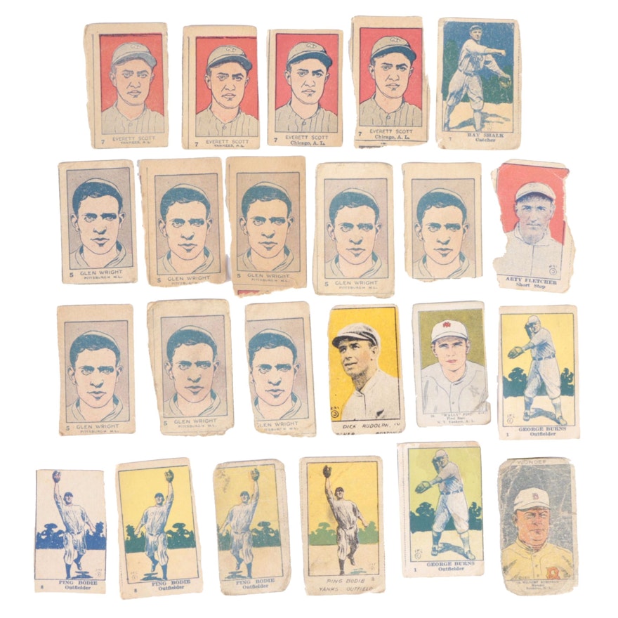 1920s Hand-Cut Baseball Strip Cards with Star Players
