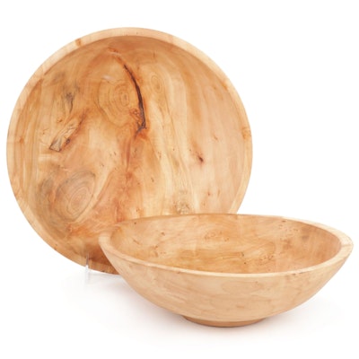 Jim Eliopulos Turned Willow and Willow Burl Wood Bowls