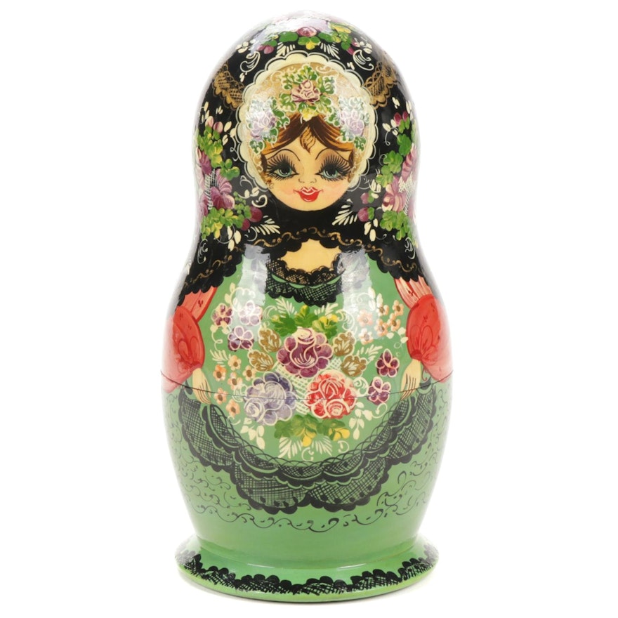 Hand-Painted and Signed Russian Matryoshka Nesting Dolls