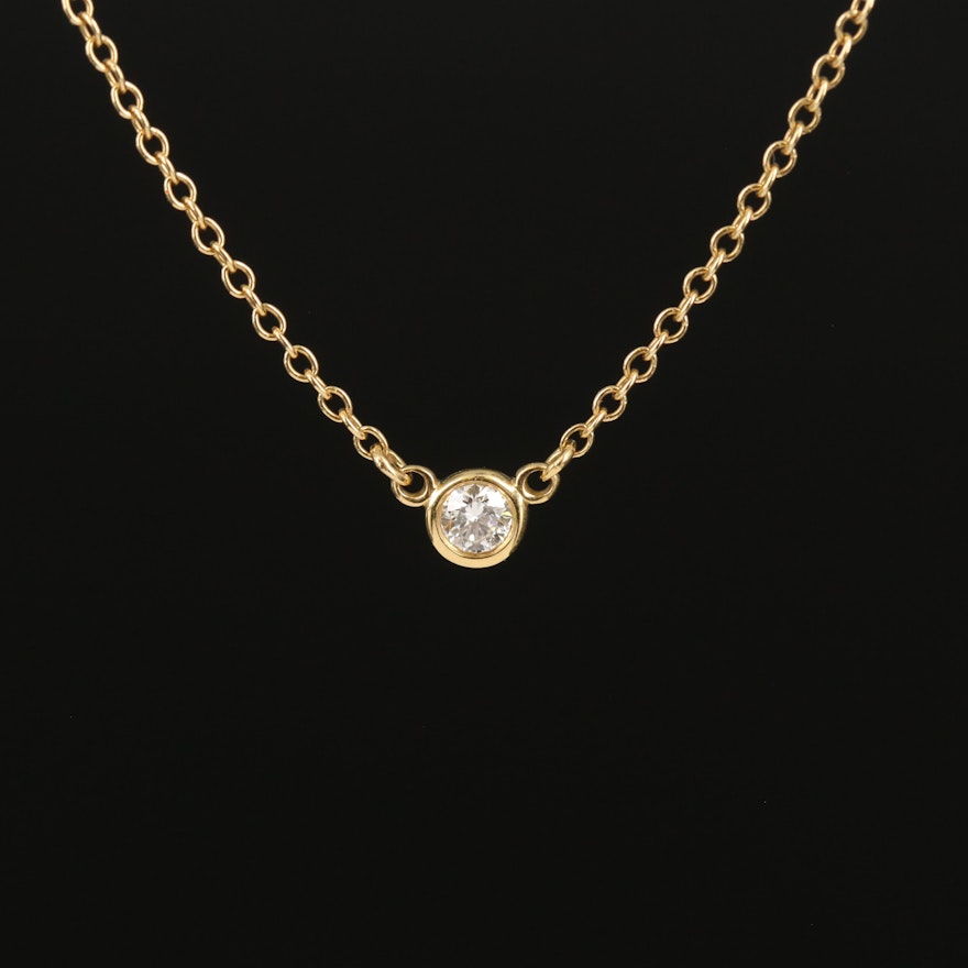 Elsa Peretti for Tiffany & Co. 18K 0.05 CT Diamond Pendant Necklace