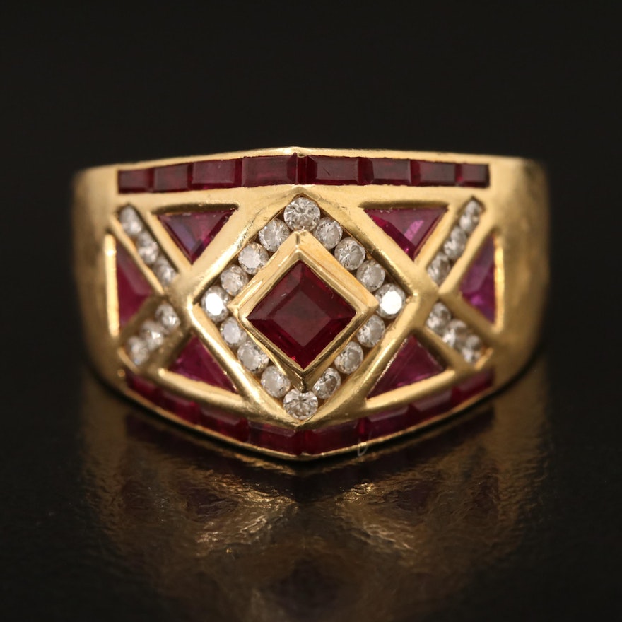 Vintage Le Vian Ruby and Diamond Ring